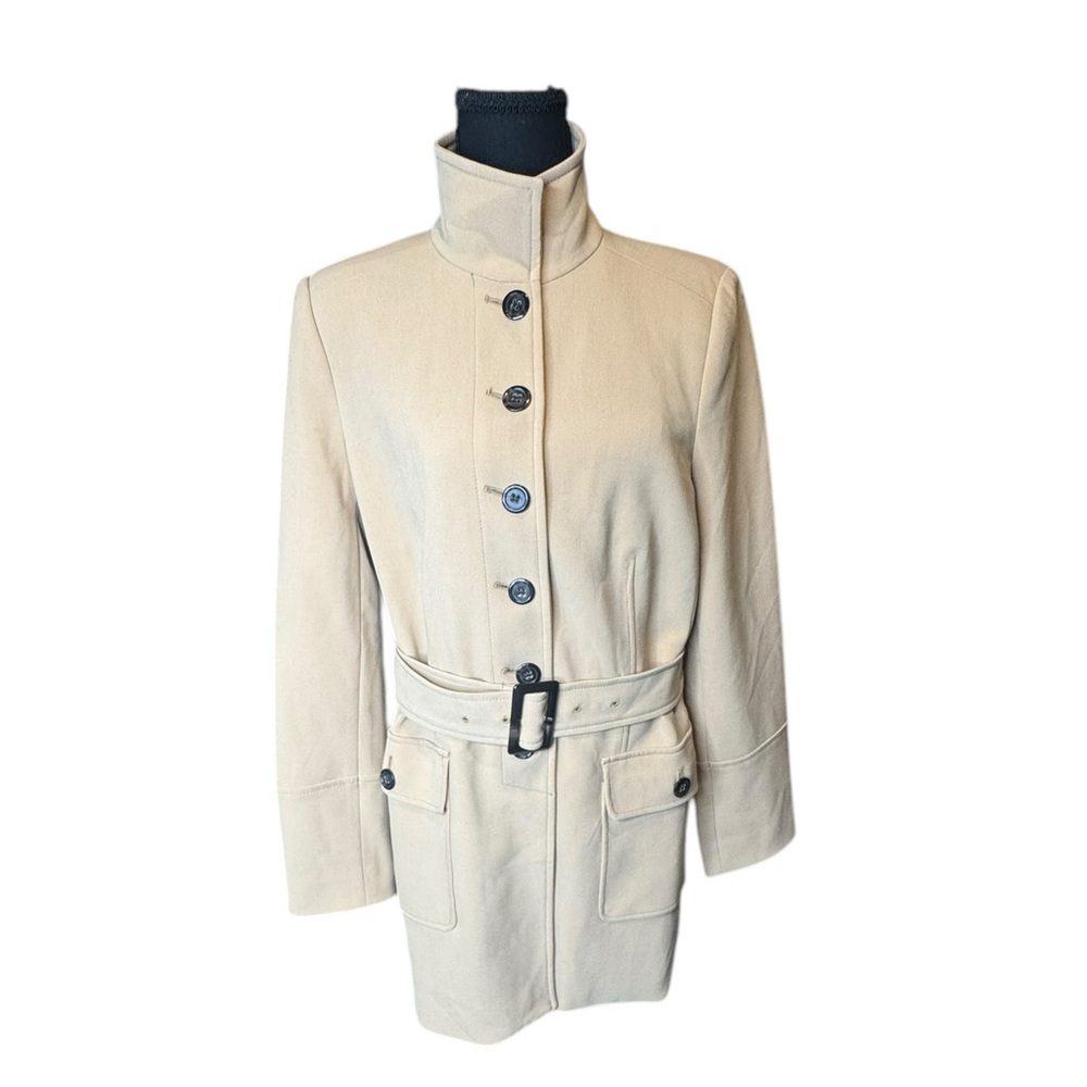 The Limited Women's Cream Belted Pea Coat Size Medium Classic Neutral